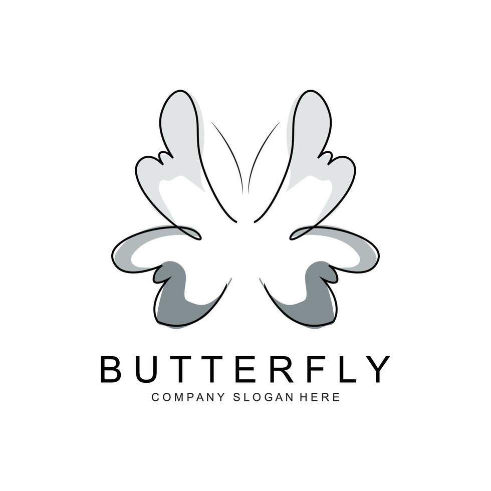 diseño de logotipo de mariposa, hermoso animal volador, ilustración de icono de marca de empresa, serigrafía, salón vector