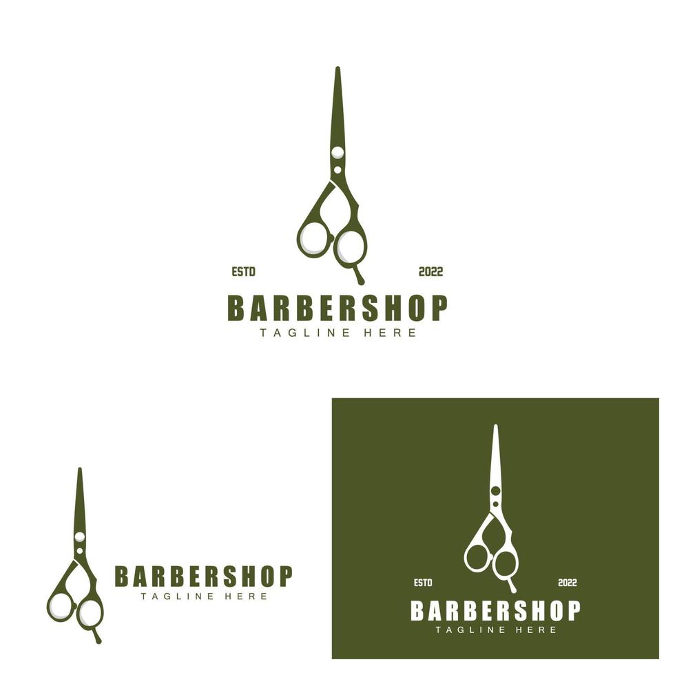 diseño de logotipo de tijeras, vector de afeitadora de barbería, ilustración de marca de tijeras de barbería