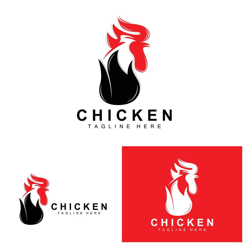 diseño de logotipo de barbacoa de pollo a la parrilla, vector de cabeza de pollo, marca de la empresa