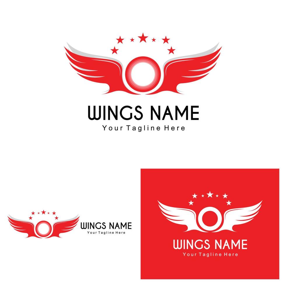 Wings Logo Design, Shield Wings Vector, Bird Feather Illustration vector