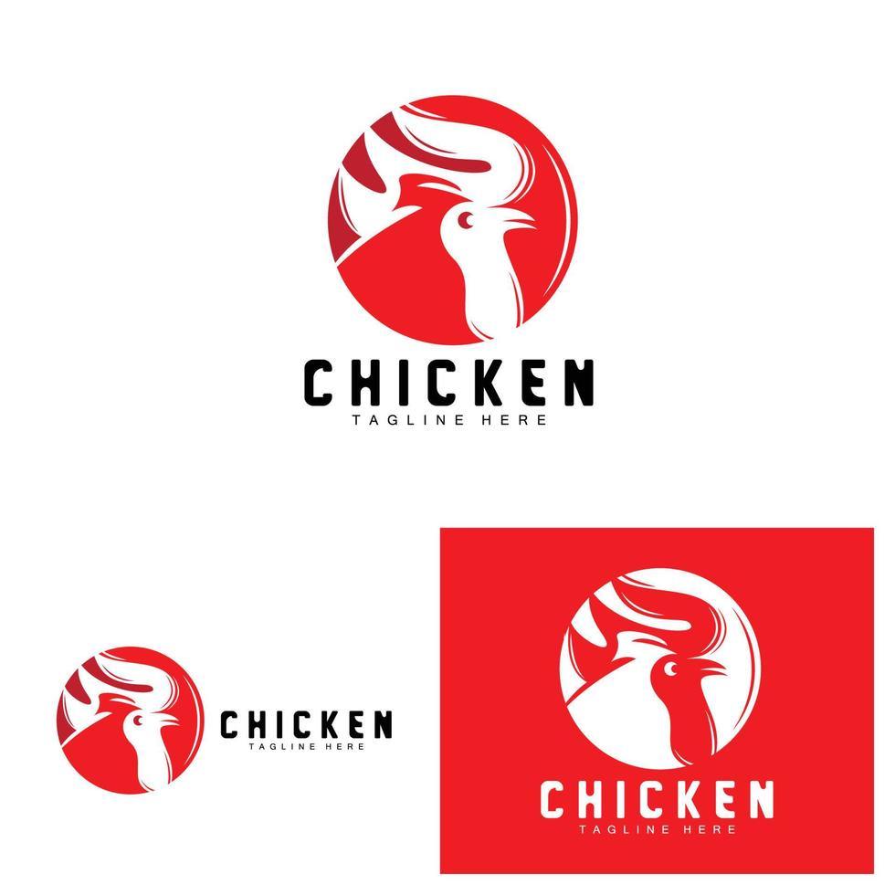 diseño de logotipo de barbacoa de pollo a la parrilla, vector de cabeza de pollo, marca de la empresa