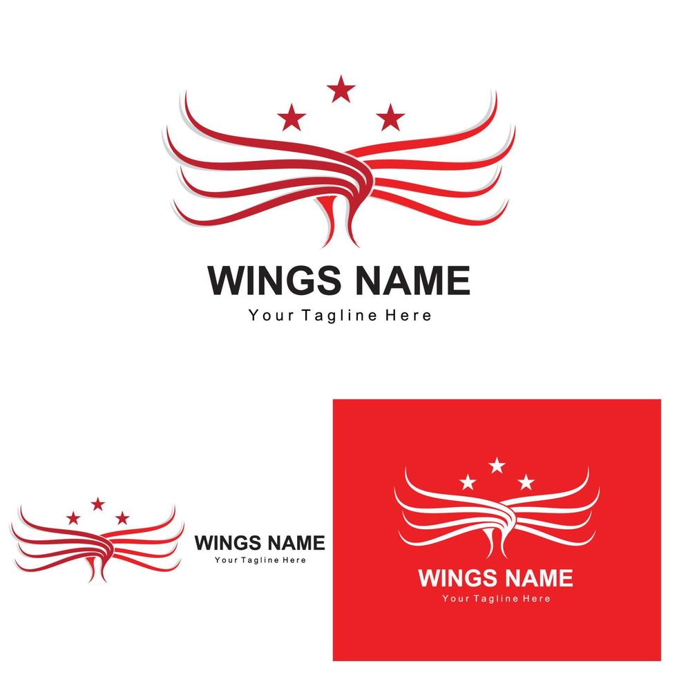 Wings Logo Design, Shield Wings Vector, Bird Feather Illustration vector