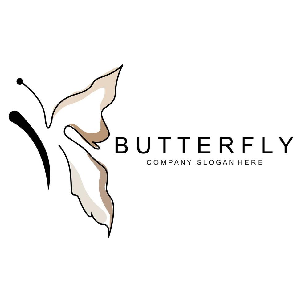 diseño de logotipo de mariposa, hermoso animal volador, ilustración de icono de marca de empresa, serigrafía, salón vector