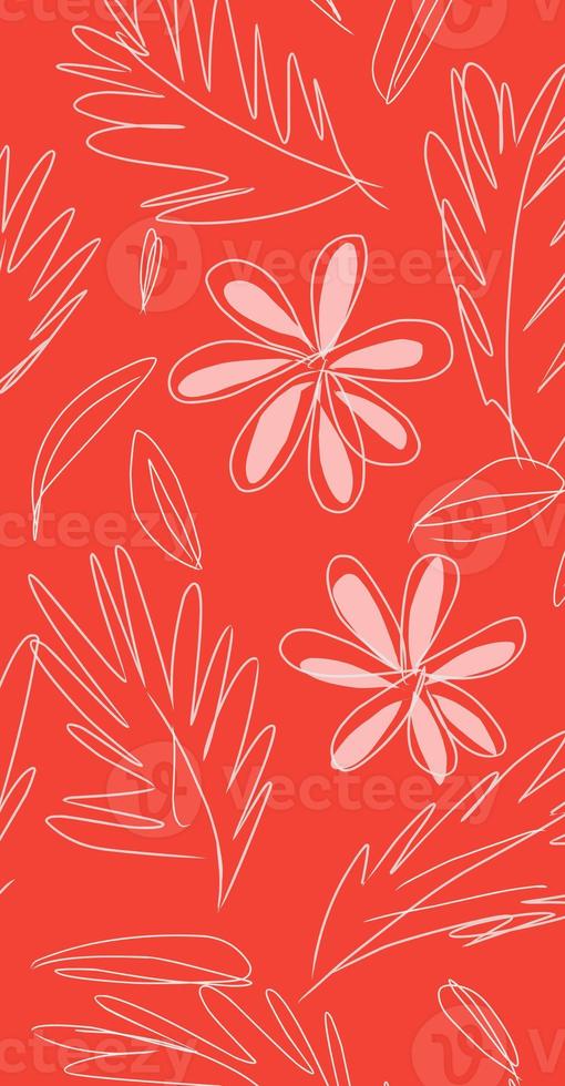 abstract orange background with flowers photo