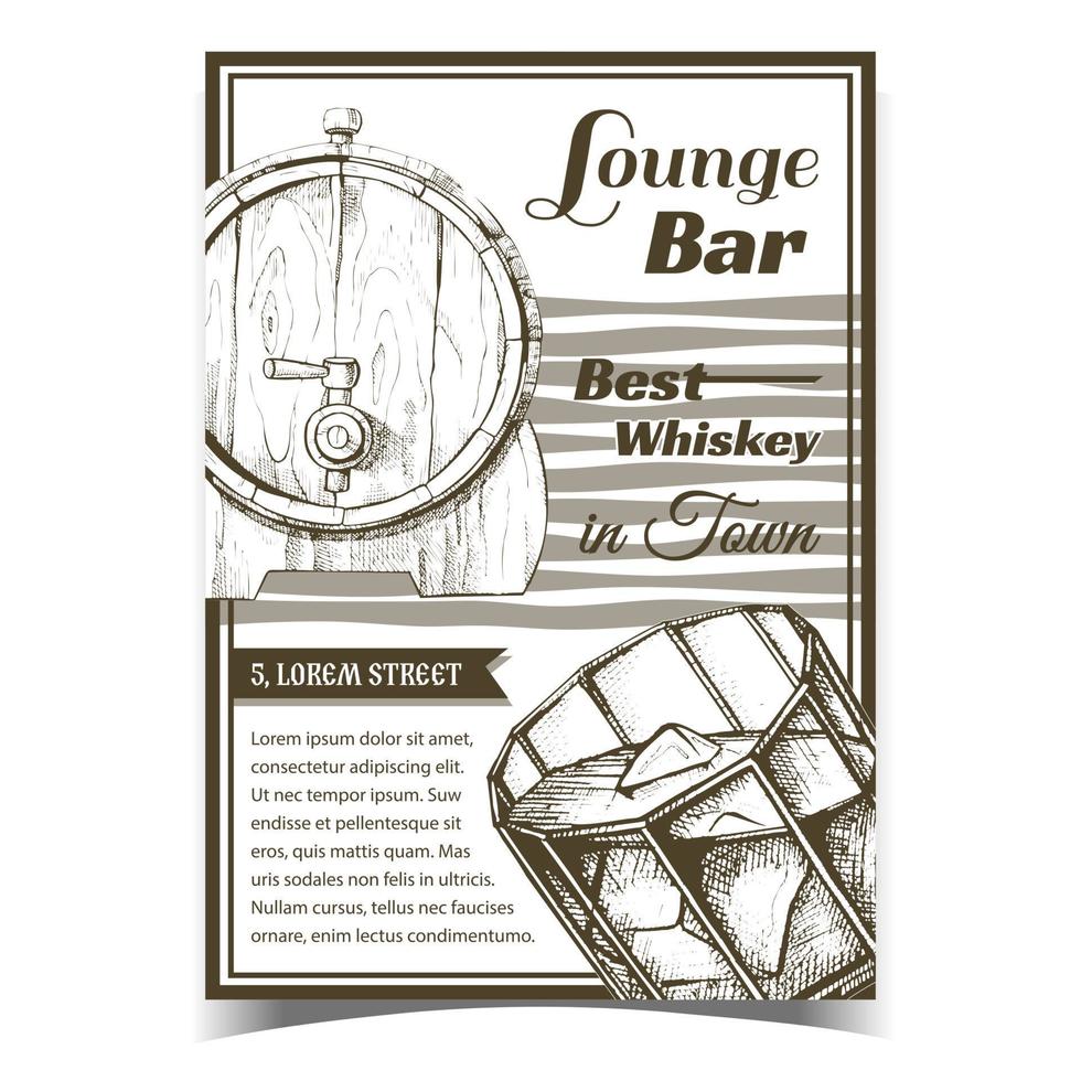 Whiskey Lounge Bar Best In Town Poster Vector