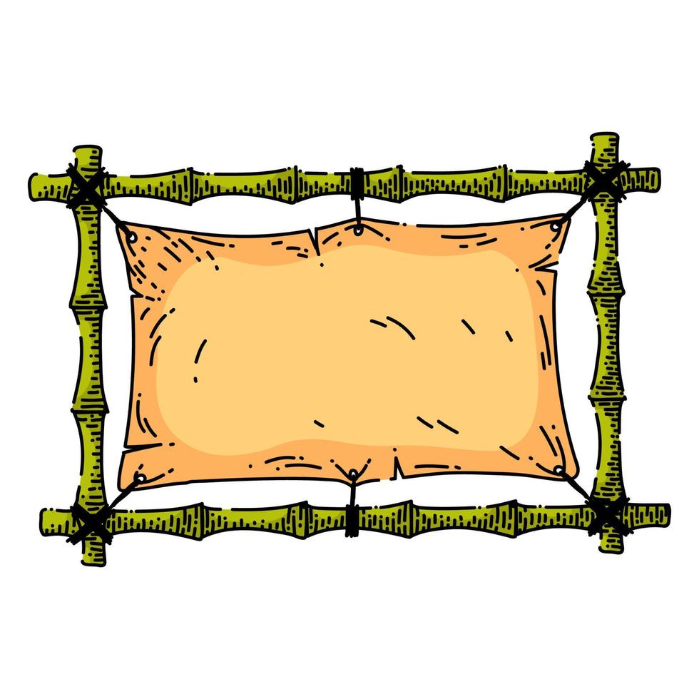 bamboo frame signboard sketch hand drawn vector