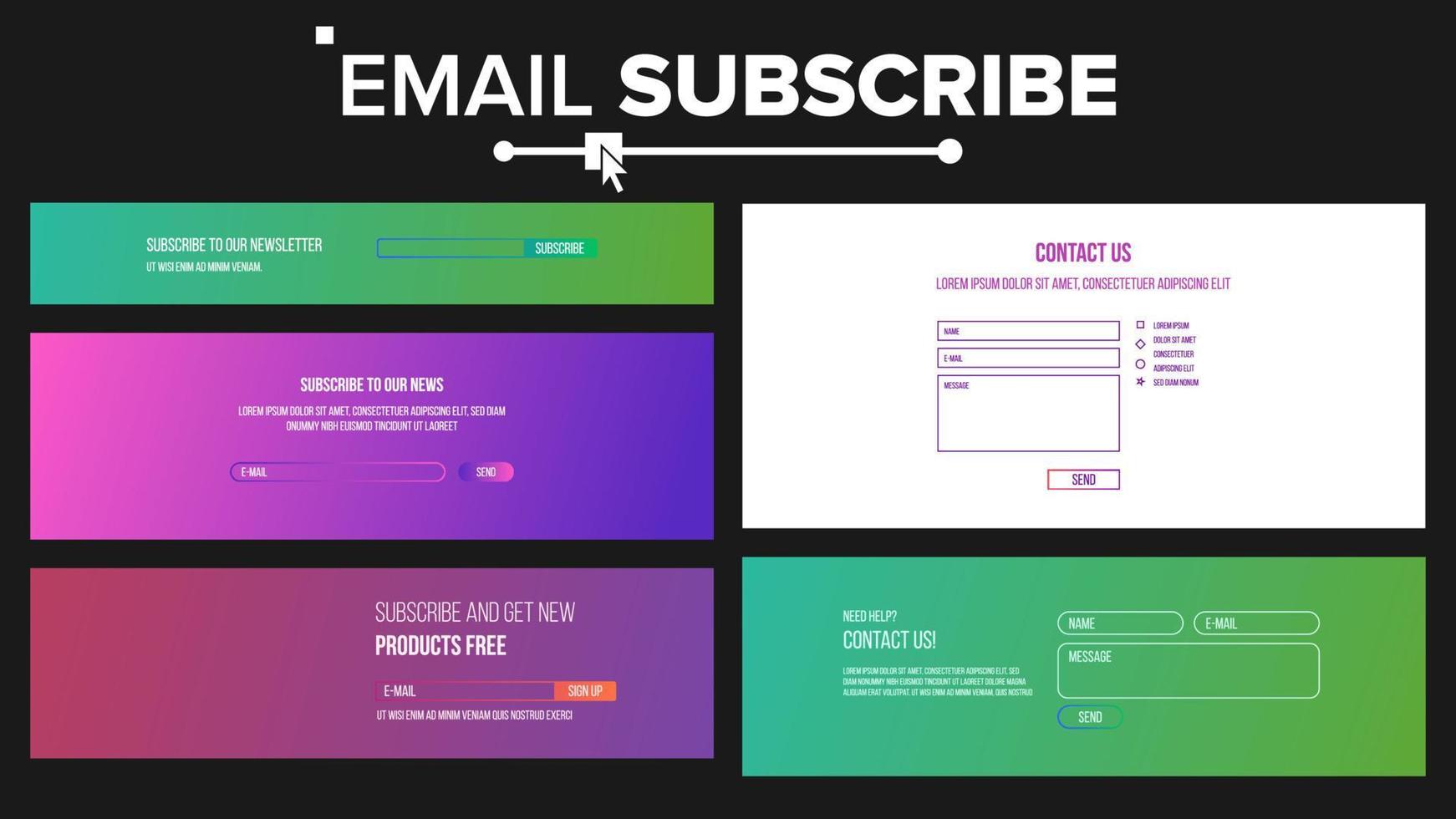 contacto de correo electrónico, vector de formulario de suscripción. cuadro de texto y botón. enviar formulario ilustración