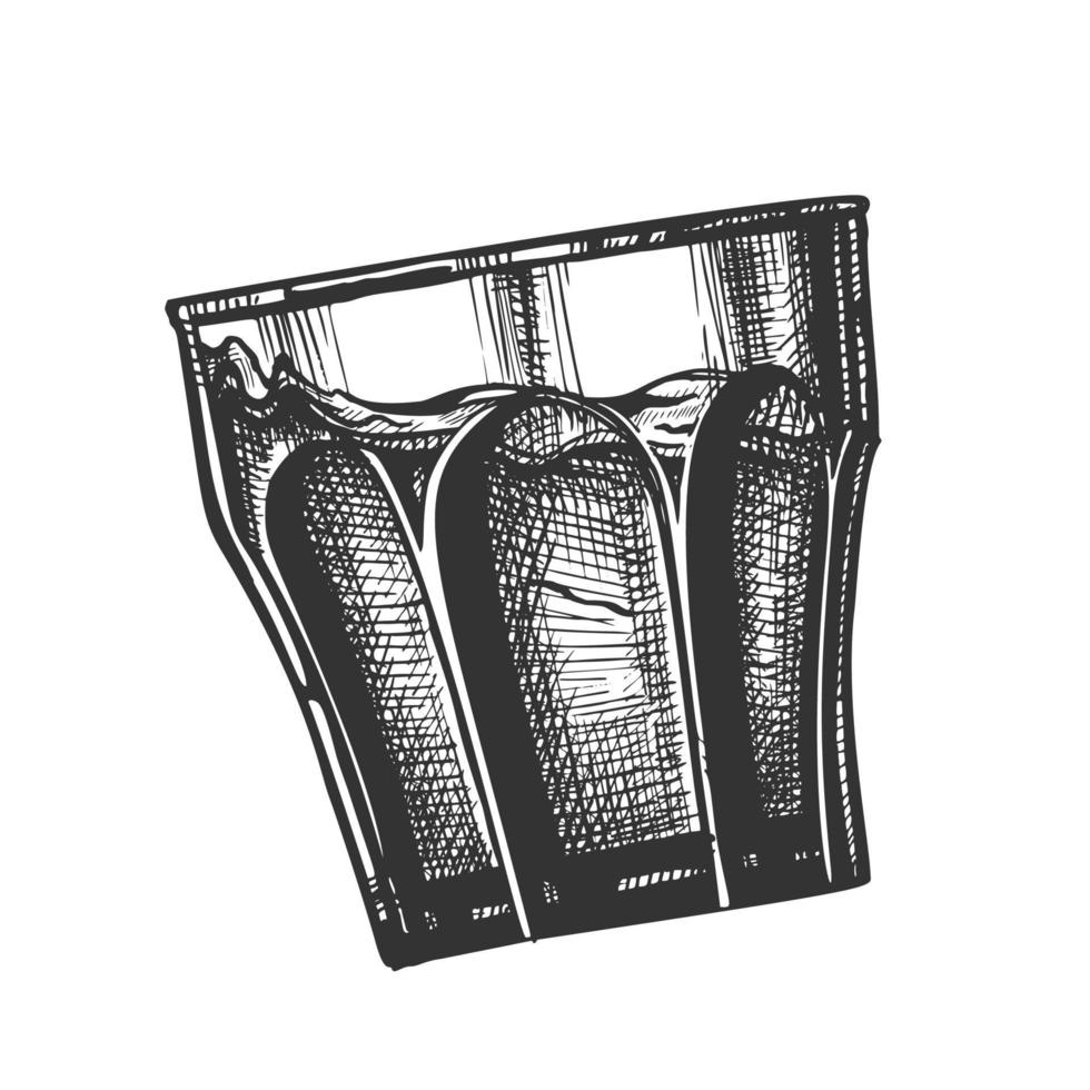 Slanted Vodka Drink Full Glass With Facets Vector