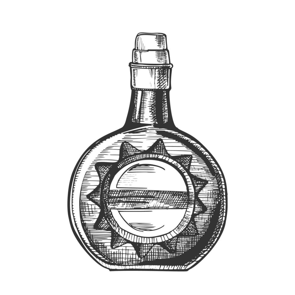 Circle Whisky Bottle With Stylish Cork Cap Vector