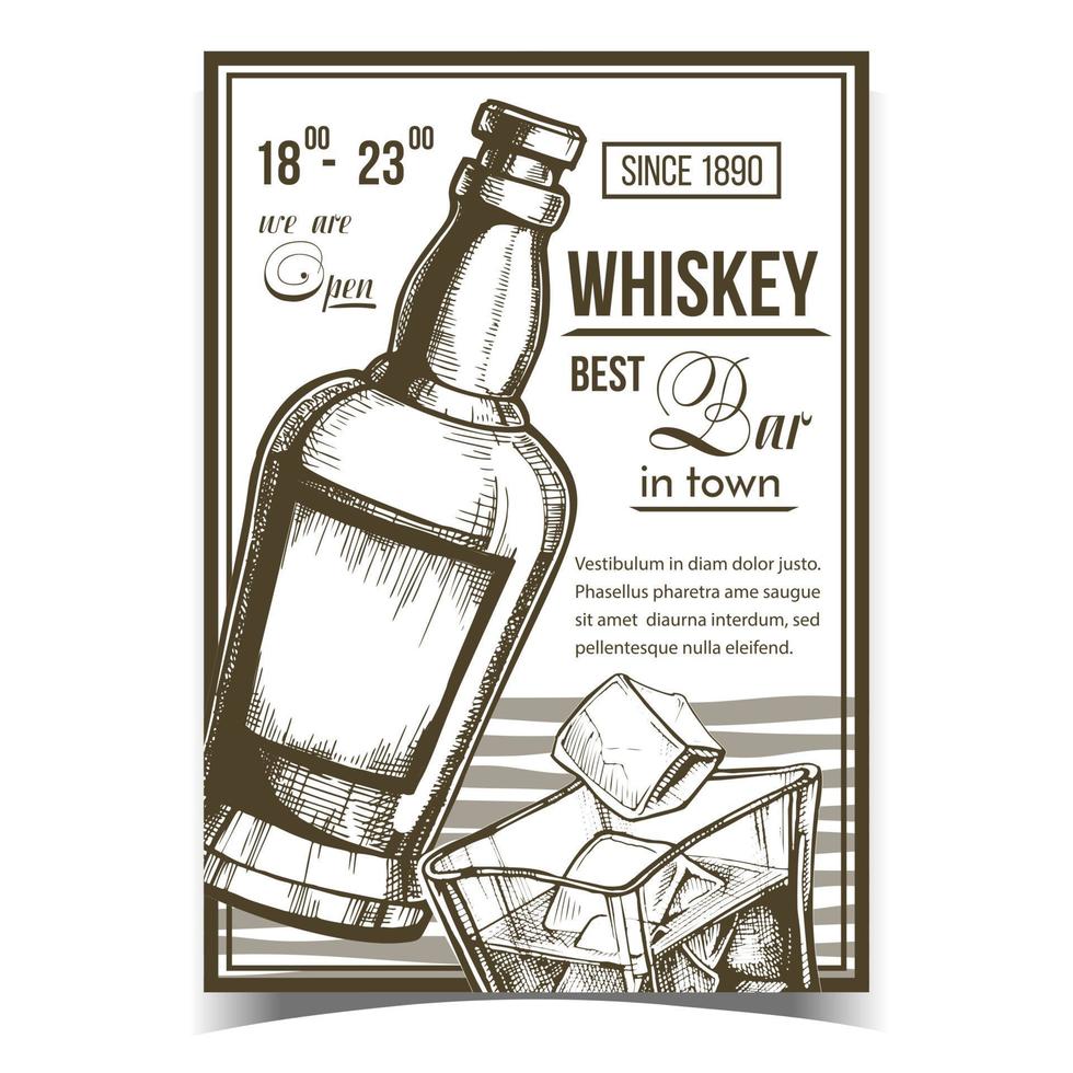 Whiskey Relaxation Bar Advertise Poster Vector