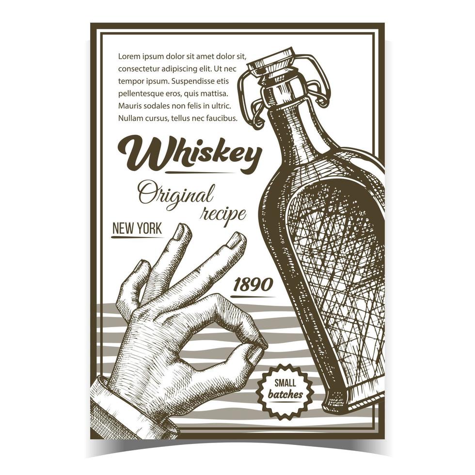 vector de cartel de publicidad de receta original de whisky