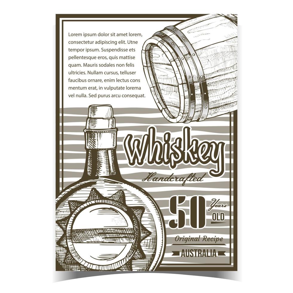 Handcrafted Whiskey Advertising Banner Vector