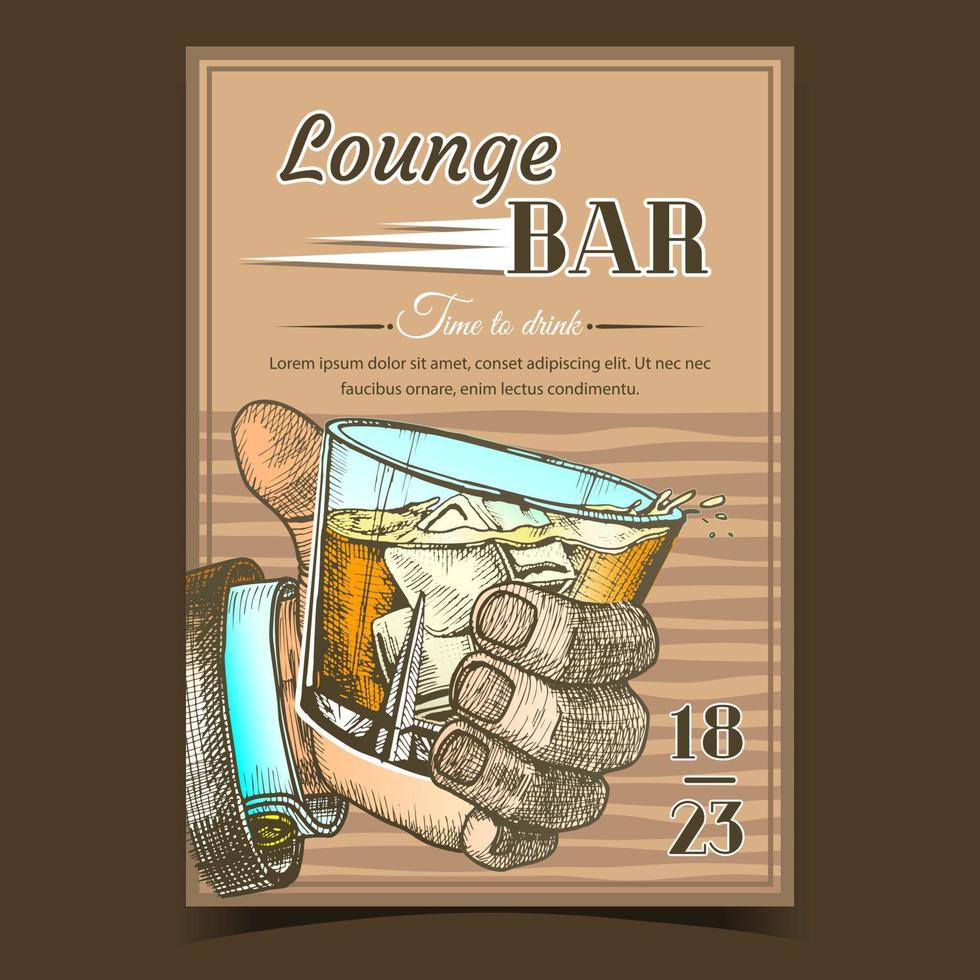 Lounge Alcoholic Bar Advertising Banner Vector