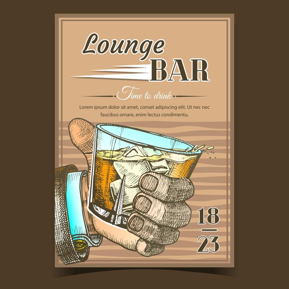 Lounge Alcoholic Bar Advertising Banner Vector