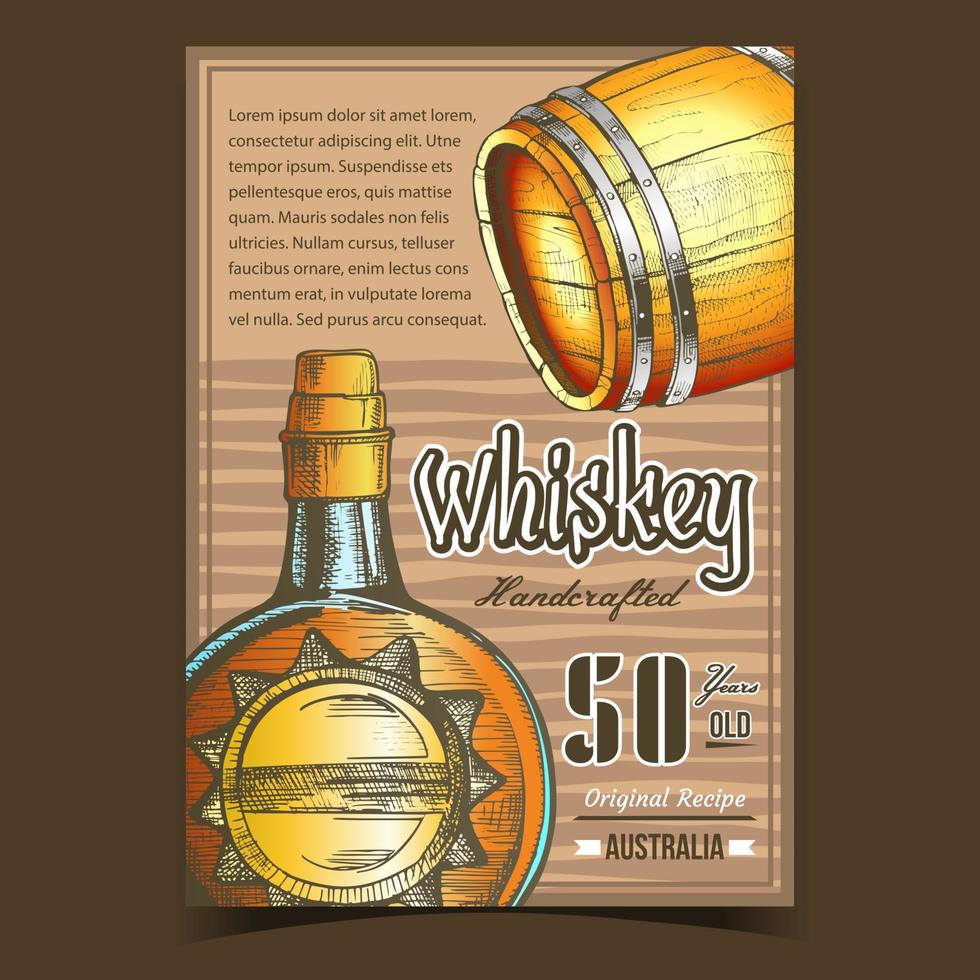 Handcrafted Whiskey Advertising Banner Vector