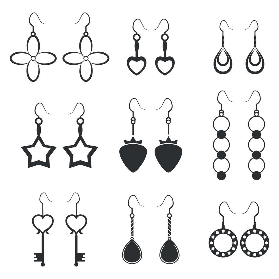 Set of icons on a theme earrings vector