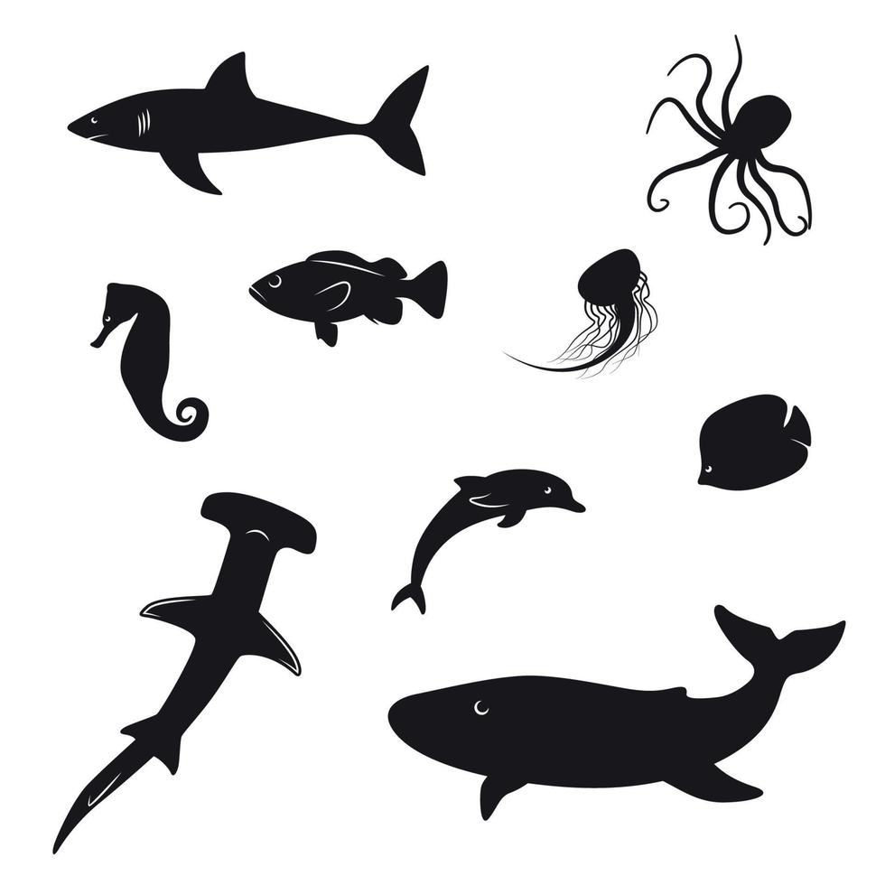 Set of isolated icons on a theme underwater vector