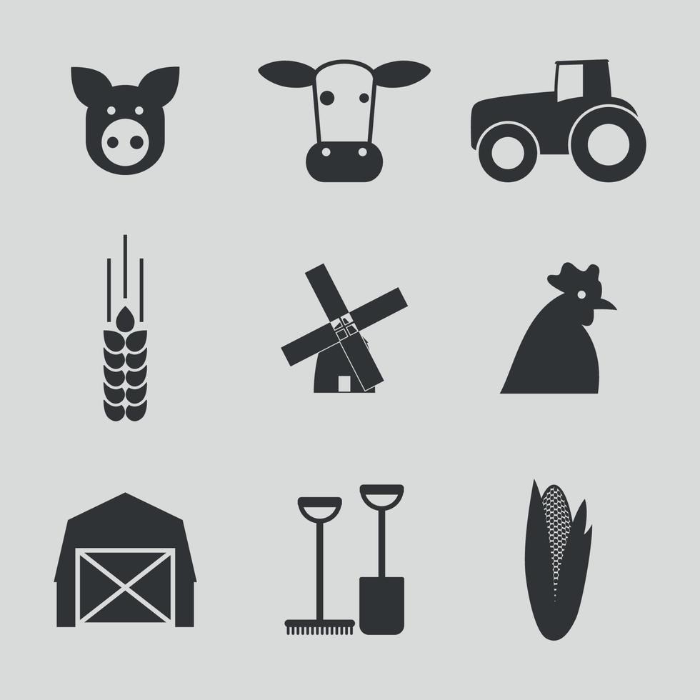 Set of isolated icons on a theme farm vector