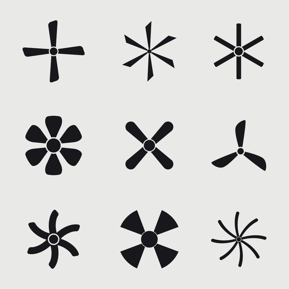 conjunto de iconos en un ventilador de tema vector