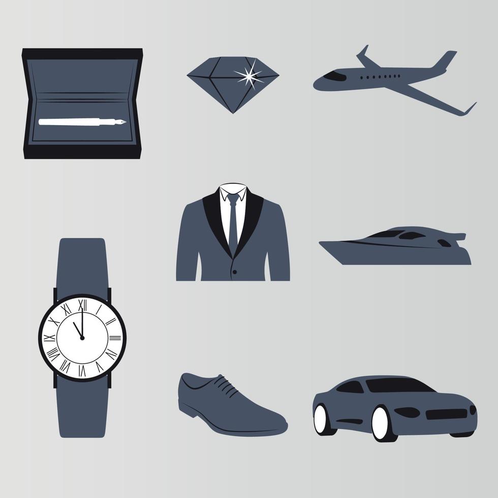 Set of isolated icons on a theme luxury vector