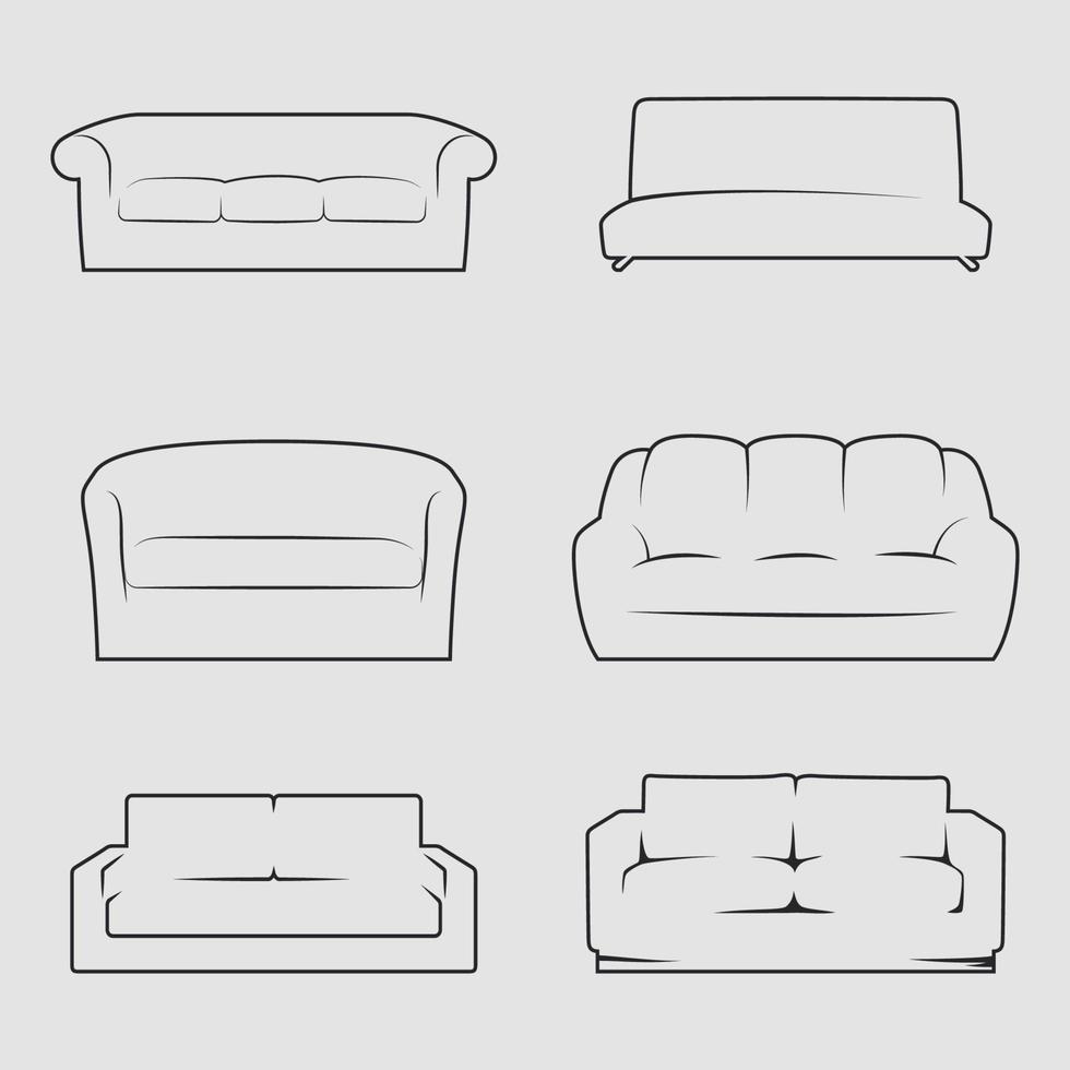 Set of isolated icons on a theme sofas vector