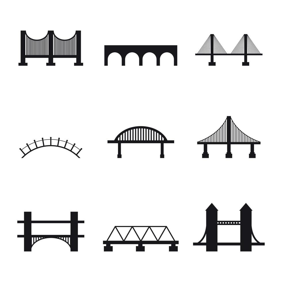 Set of isolated icons on a theme bridges vector