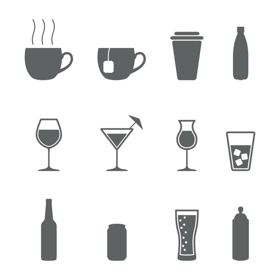 conjunto de iconos aislados sobre un tema bebidas vector