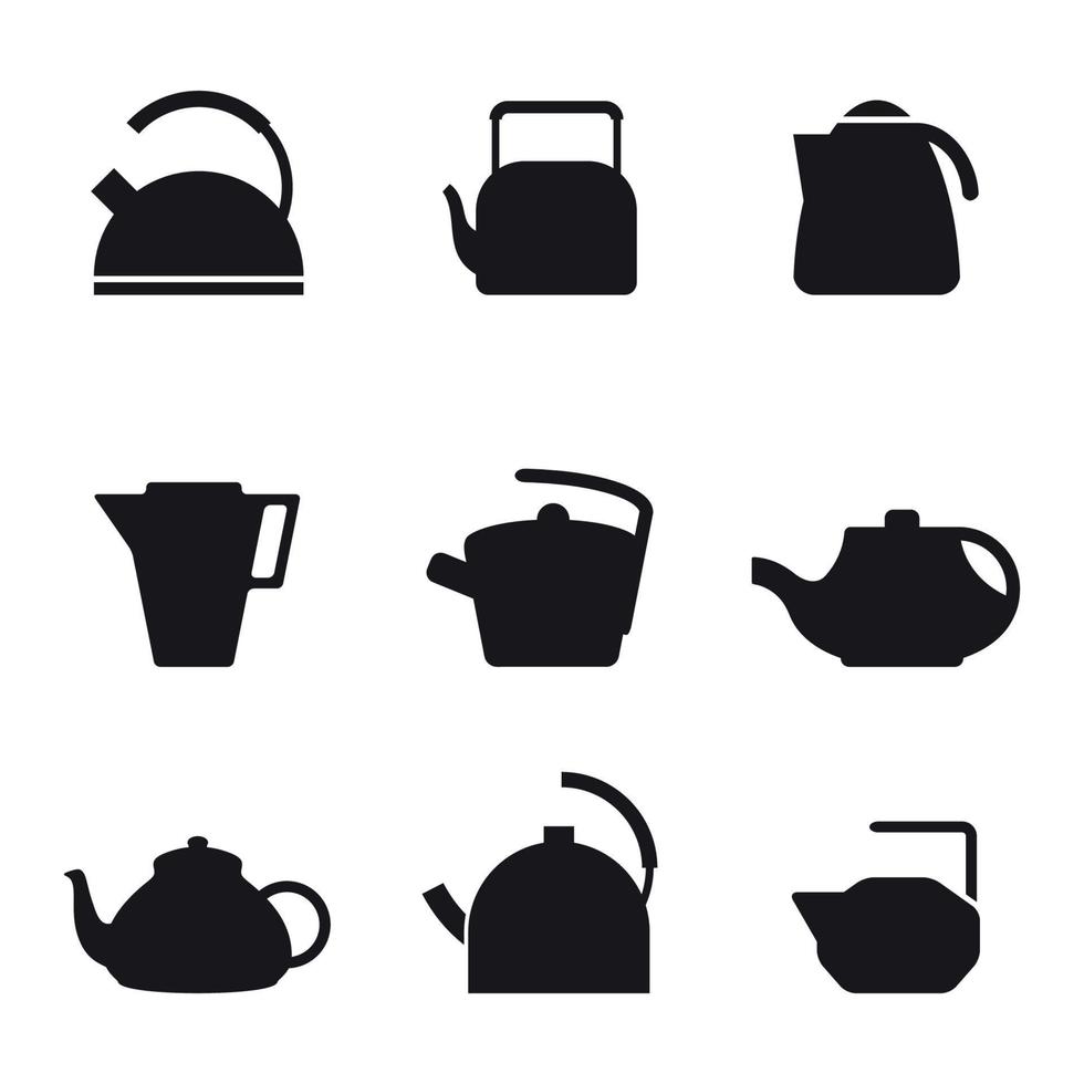 Set of isolated simple icons on a theme kettles vector