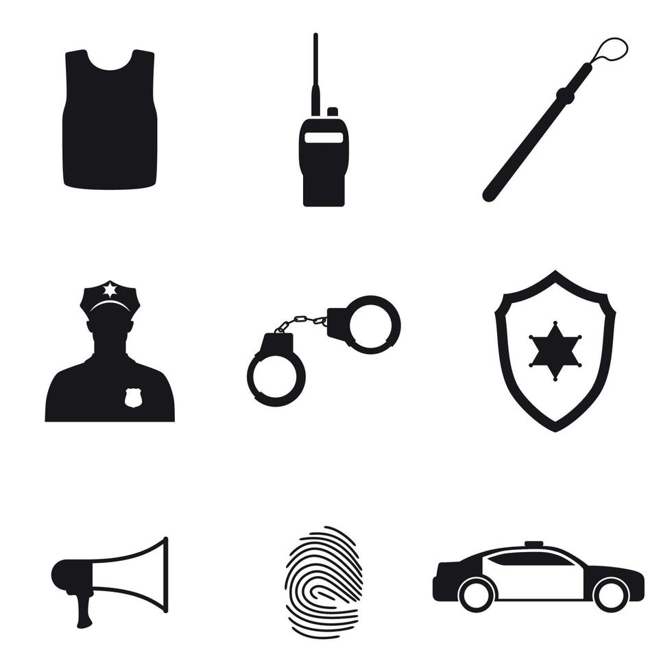 Set of isolated icons on a theme police vector