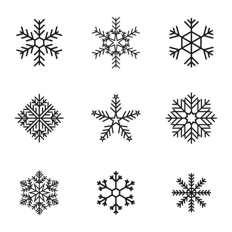 Set of isolated icons on a theme snowflake vector