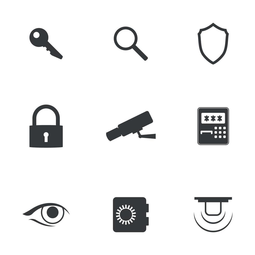 Set of isolated icons on a theme security vector