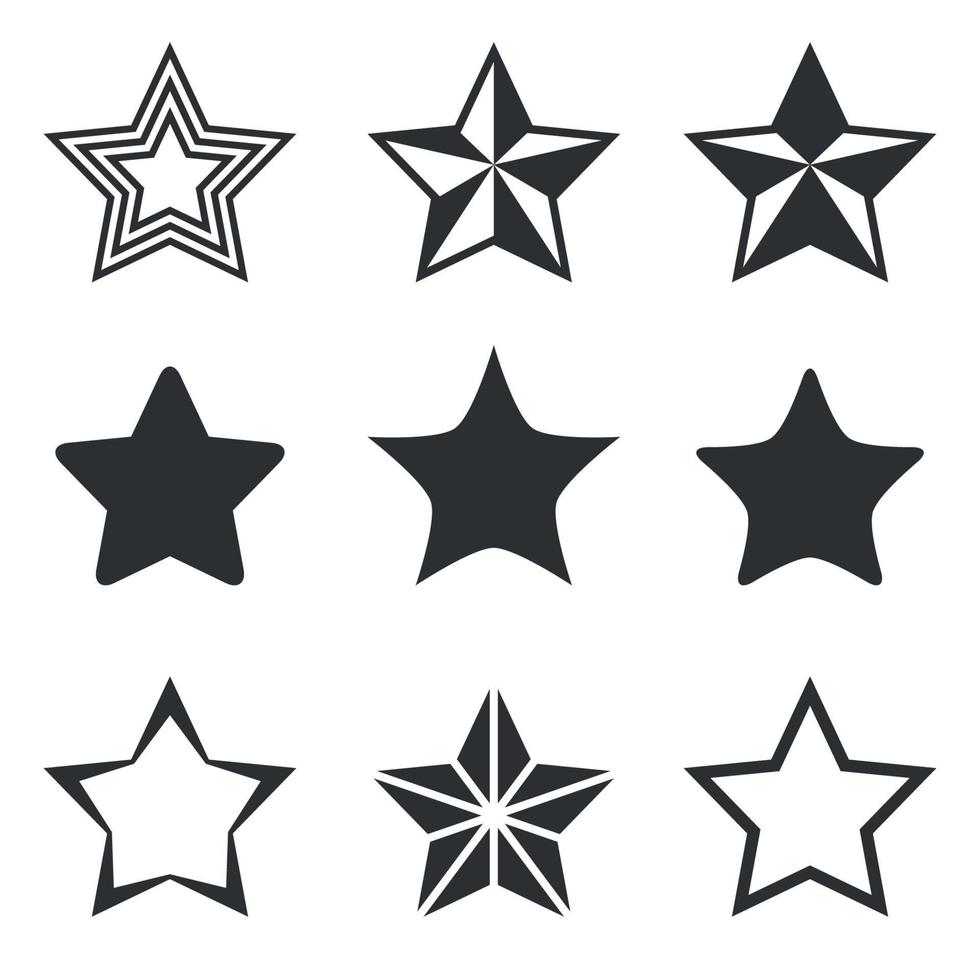 conjunto de iconos simples en estrellas de un tema vector