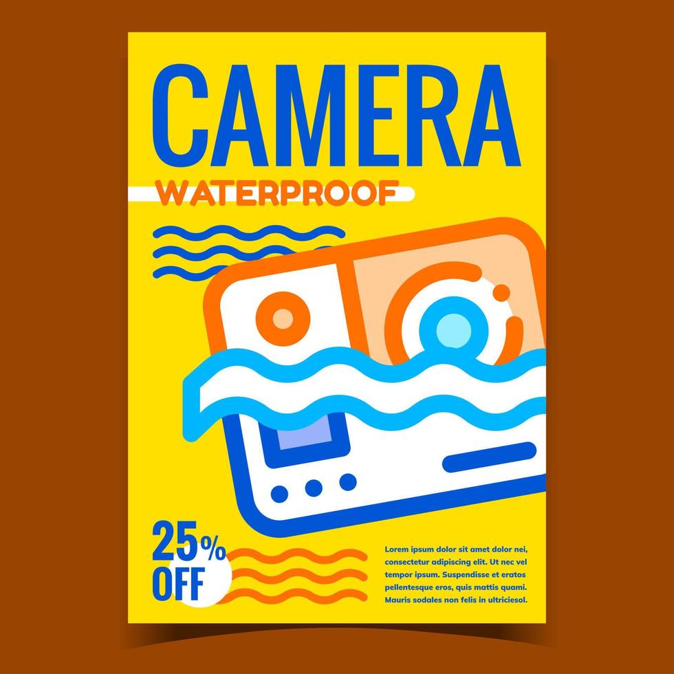 Waterproof Camera Promo Advertising Banner Vector