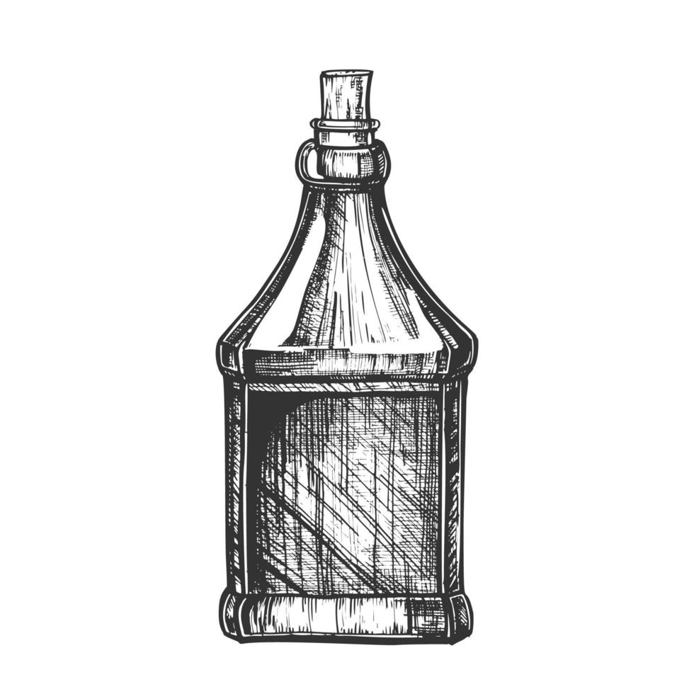 Drawn Blank Bottle Of Scotch With Cork Cap Vector