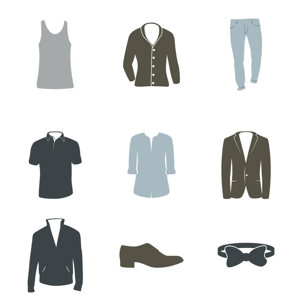conjunto de iconos en una ropa temática vector