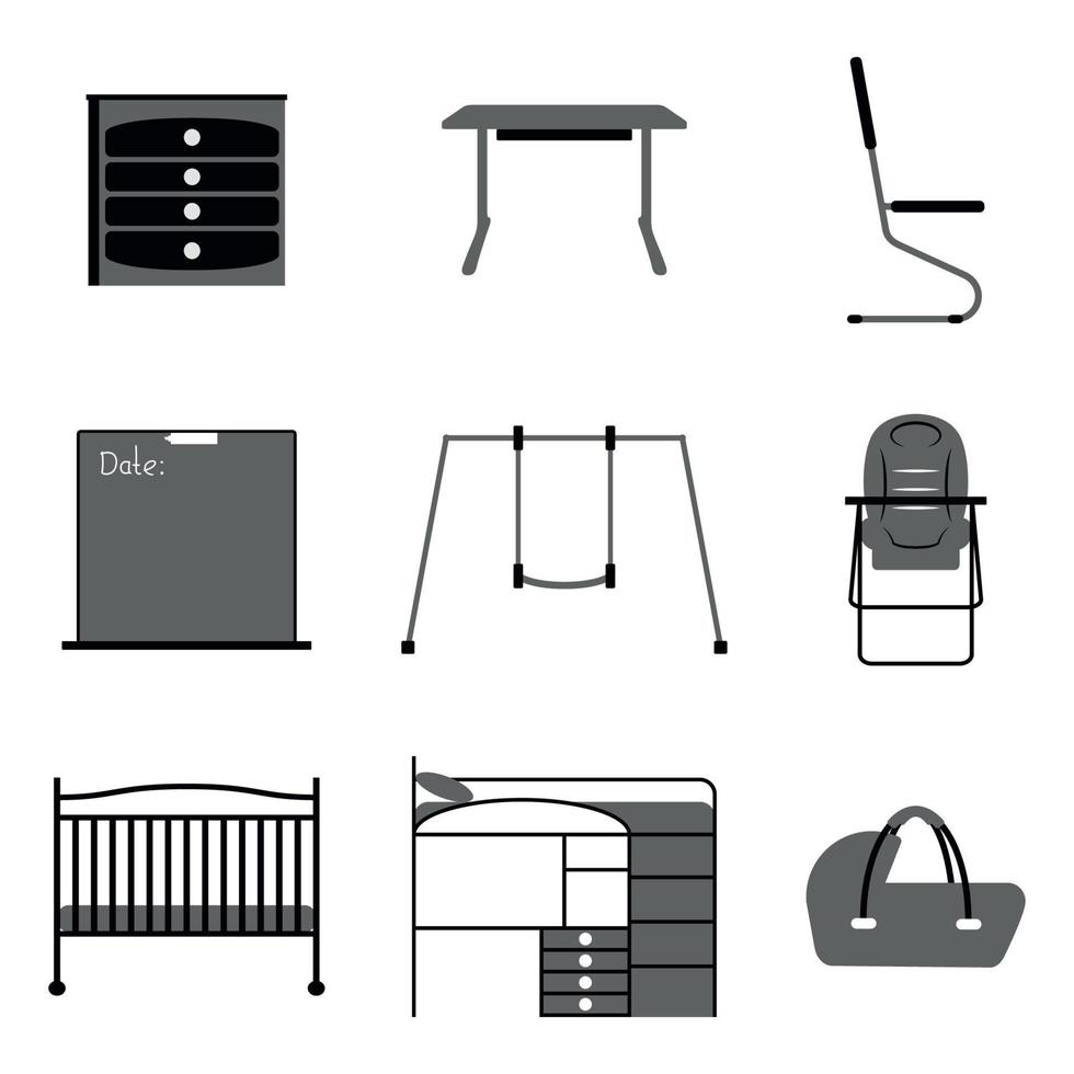 Set of icons on a theme furniture for children vector