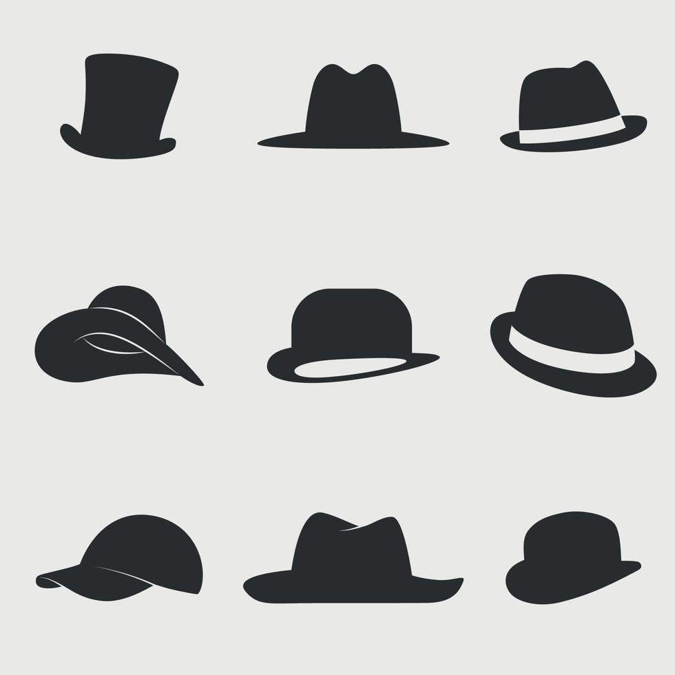 conjunto de iconos en un tema sombreros vector