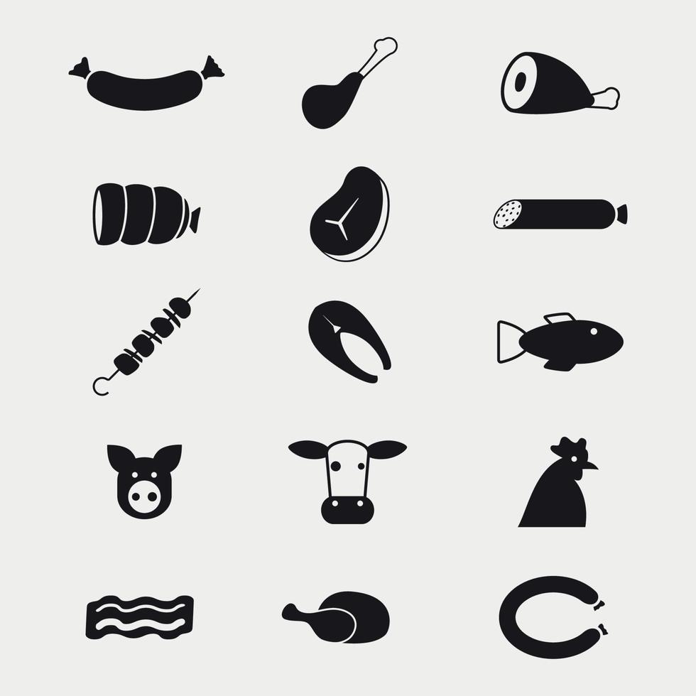 Set of isoladet icons on a theme meat vector