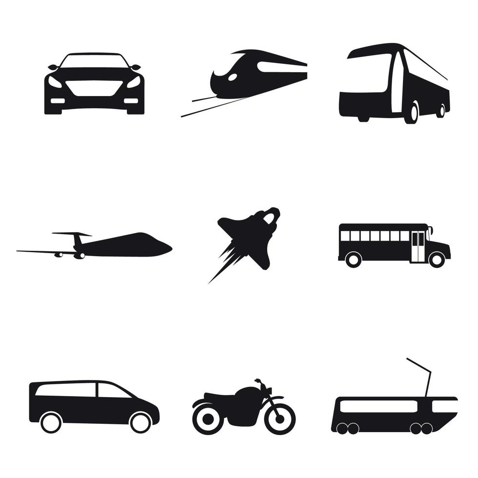 Set of isolated icons on a theme transport vector