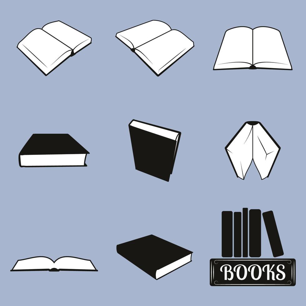 conjunto de iconos en un tema de libros vector