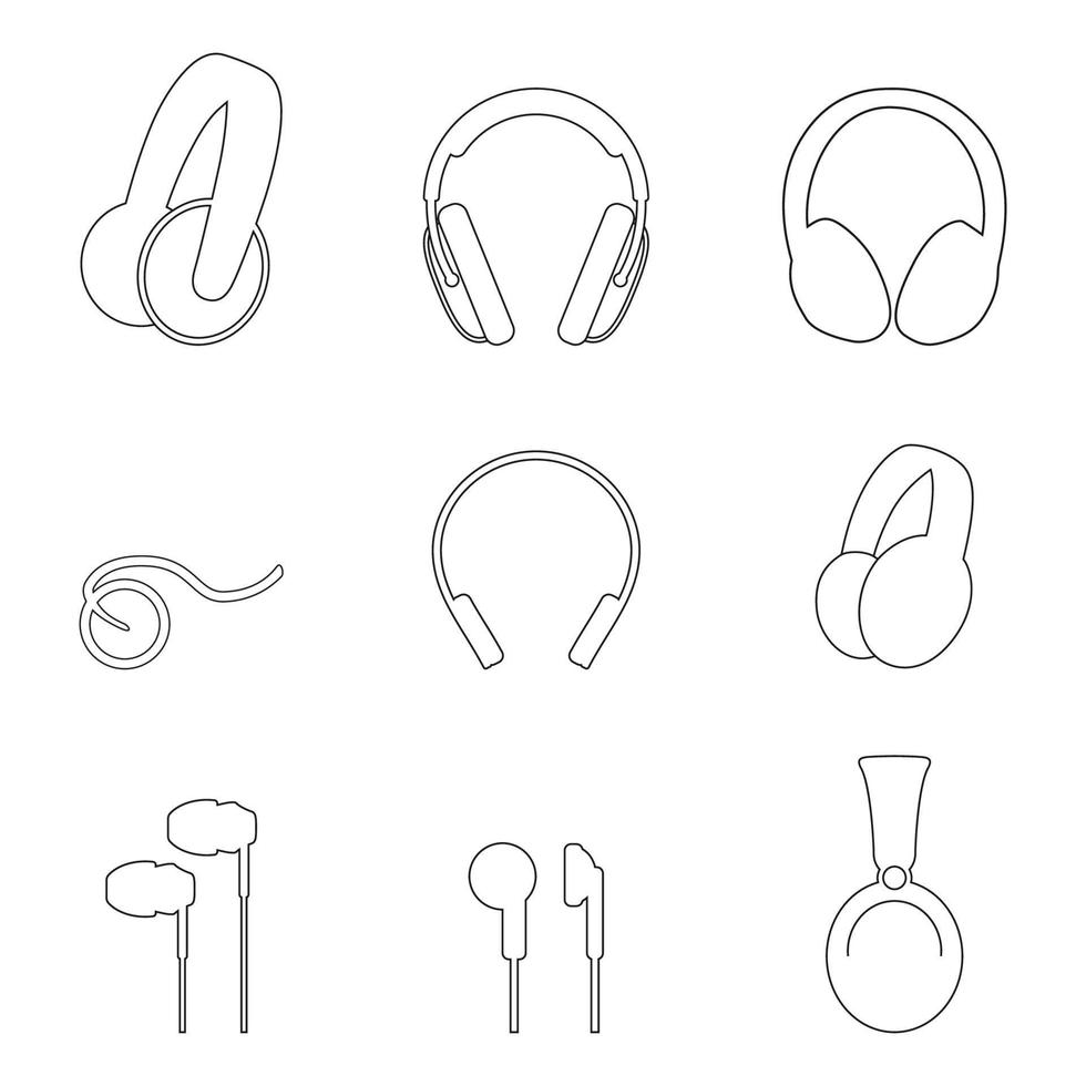 Set of isolated icons on a theme headphones vector