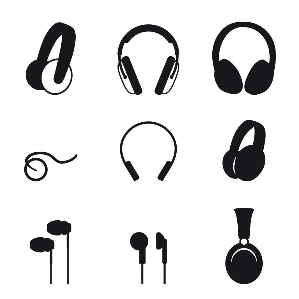 Set of isolated icons on a theme headphones vector