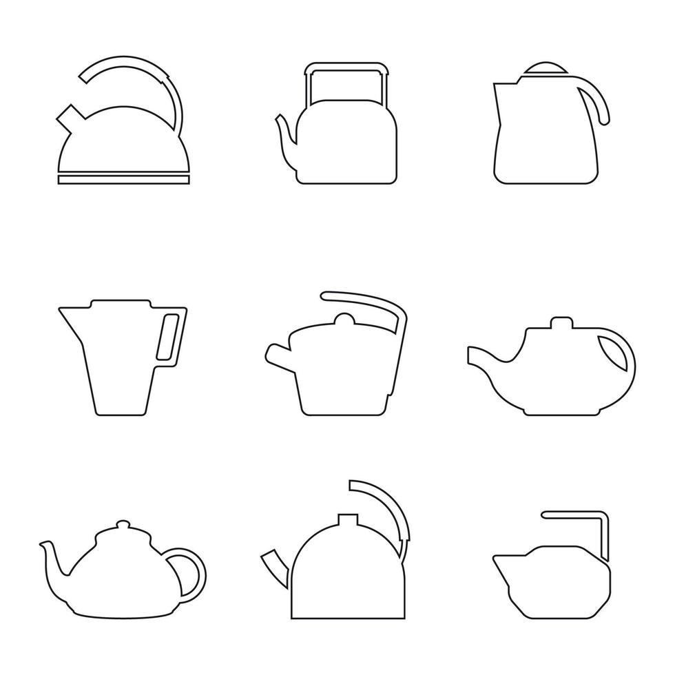 Set of isolated simple icons on a theme kettles vector