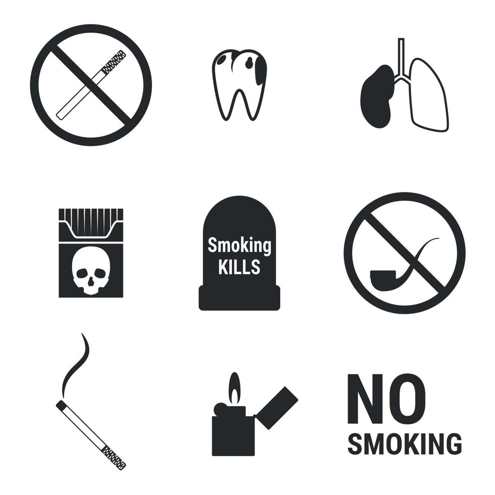 Set of islated icons on a theme no smoking vector
