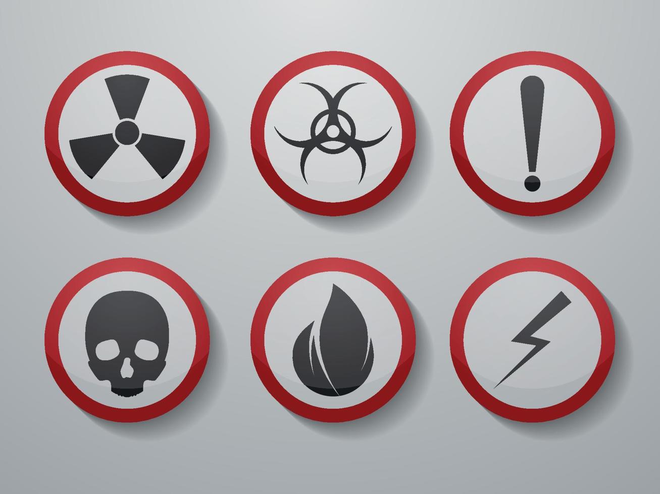 Illustration of warning signs in color with shadow vector