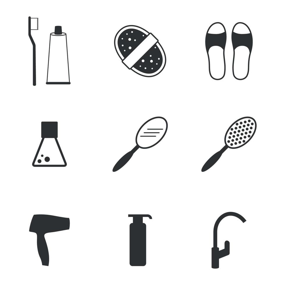 Set of isolated icons on a theme bathroom objects vector