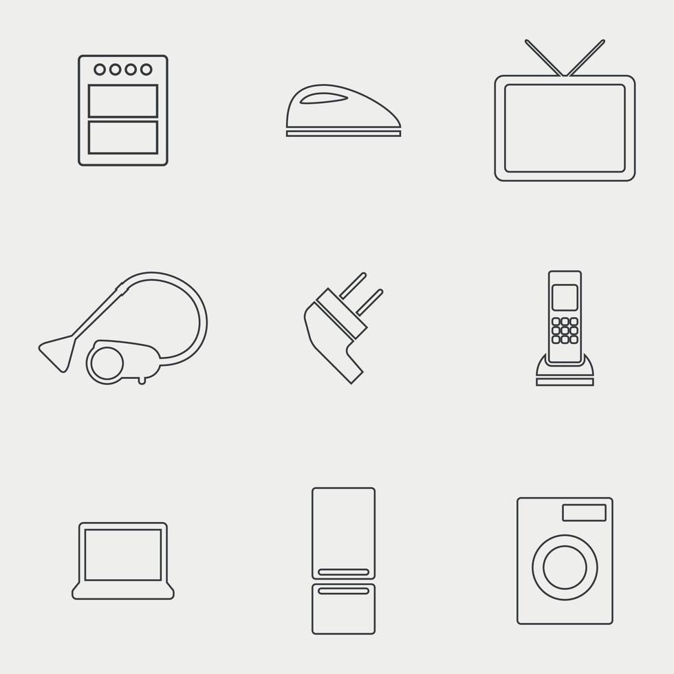 Set of isolated icons on a theme Household appliances vector