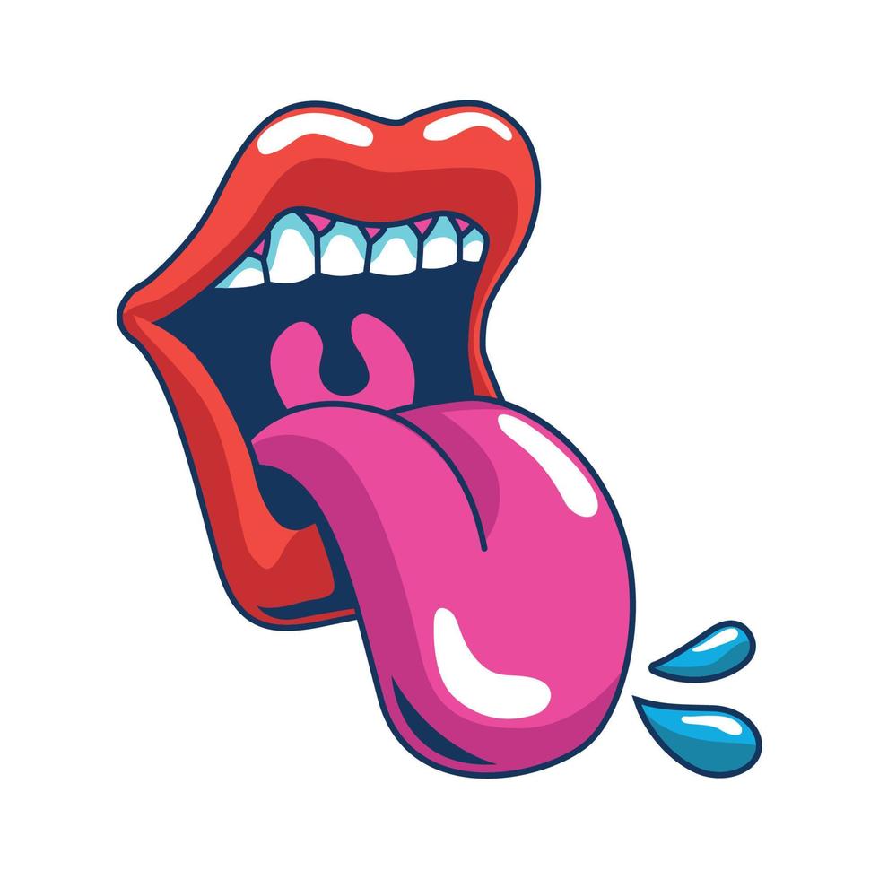 crazy mouth 90s pop art style vector