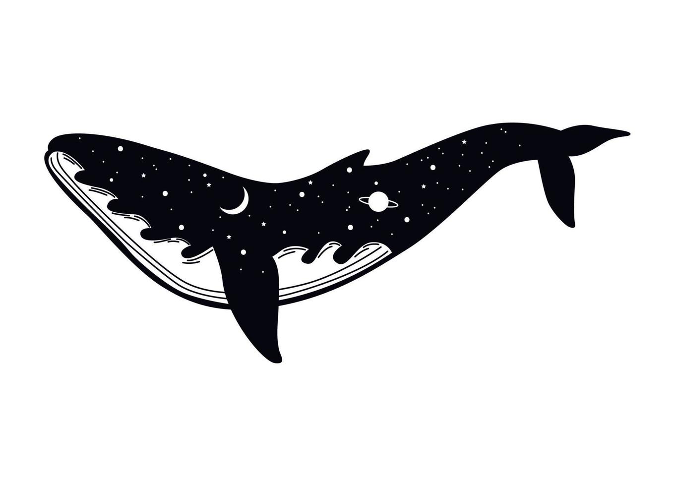 estilo de astrología surrealista de ballena vector