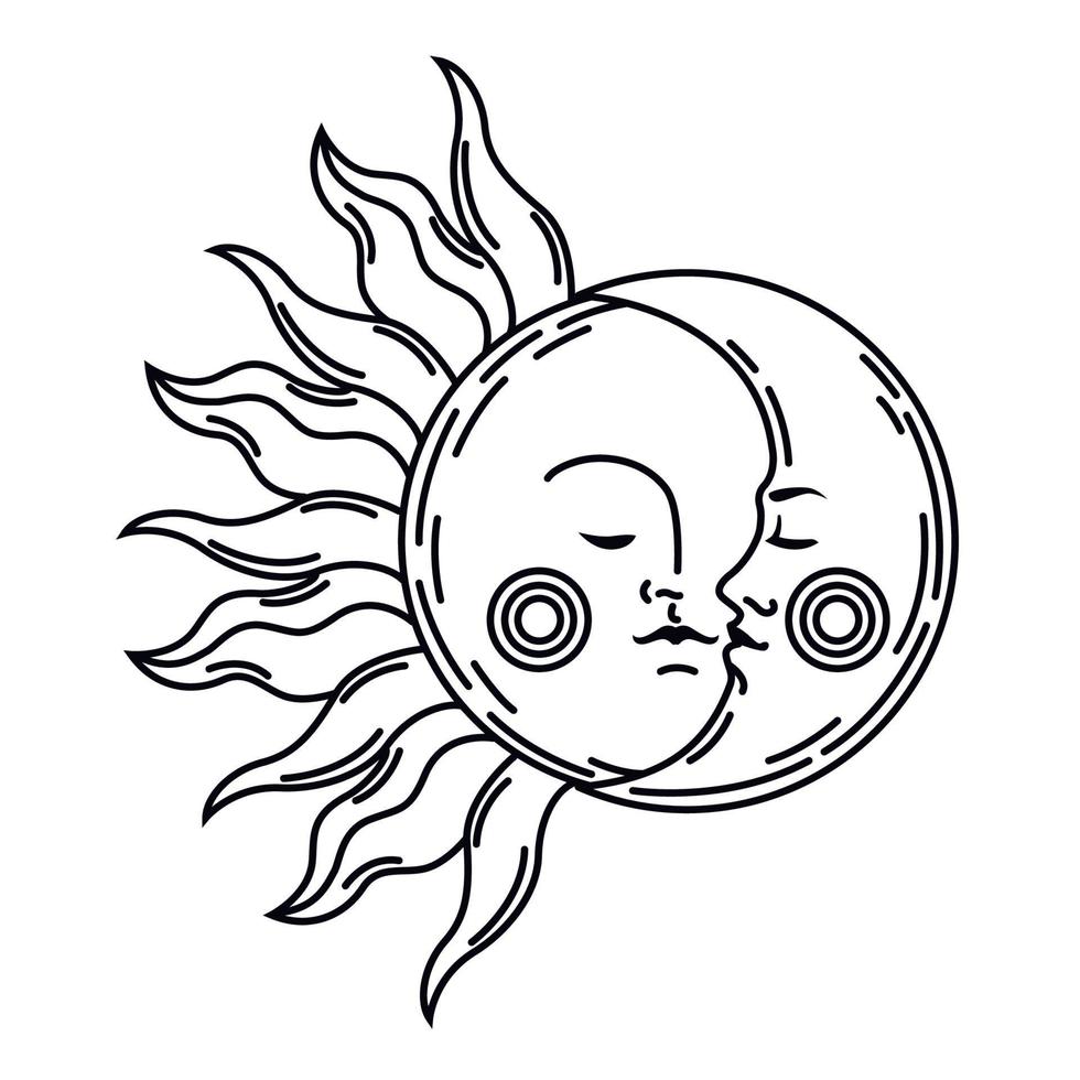 esoteric sun and moon vector